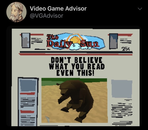 funny video game advice bear saying not to believe everything you read