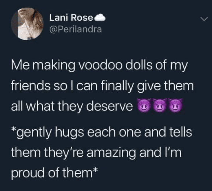 hugging voodoo dolls wholesome meme