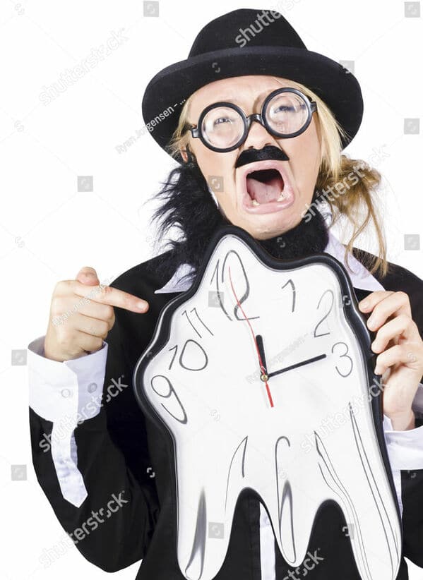 WTF stock photos melting clock and a woman crying