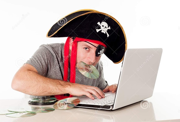 WTF stock photos pirate on a computer