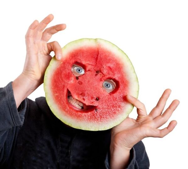 WTF stock photos watermelon face man