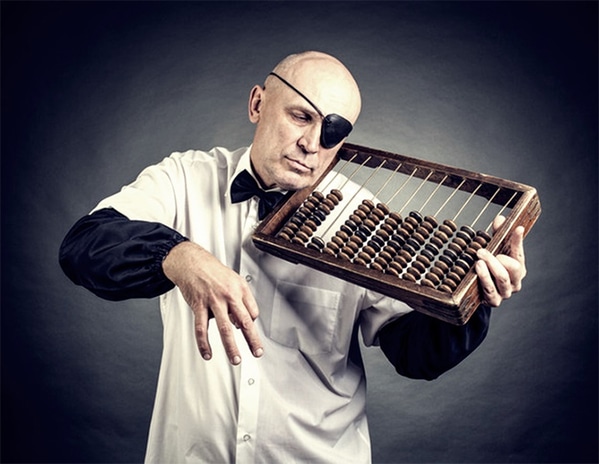 WTF stock photos one eyed man with abacus