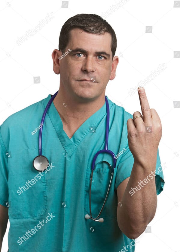 WTF stock photos doctor giving someone the finger