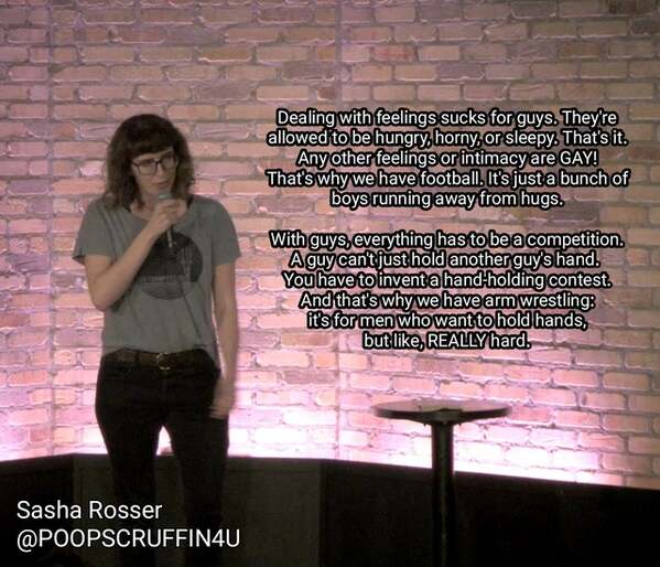 Funny standupshots, comedians telling jokes with text