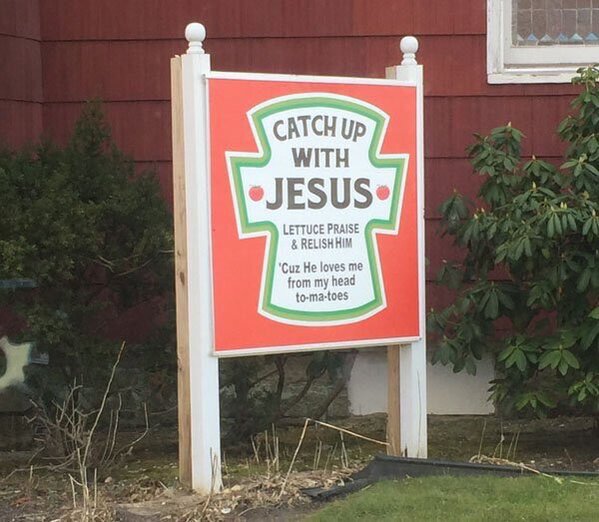 Funny church signs, humorous signs, jokes about god and church, clean humor