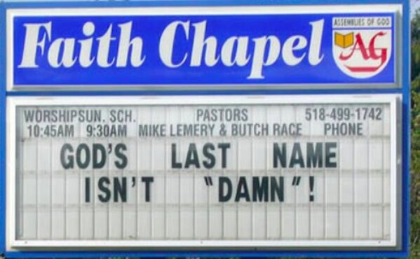 Funny church signs, humorous signs, jokes about god and church, clean humor