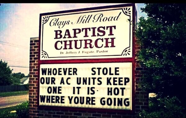 Funny church signs, humorous signs, jokes about god and church, clean humor