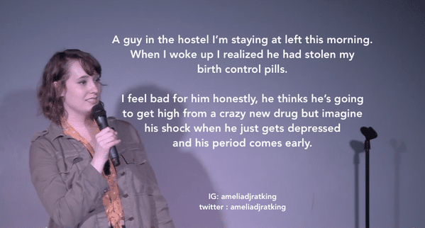 Funny standupshots, comedians telling jokes with text