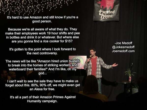 Funny standupshots, comedians telling jokes with text