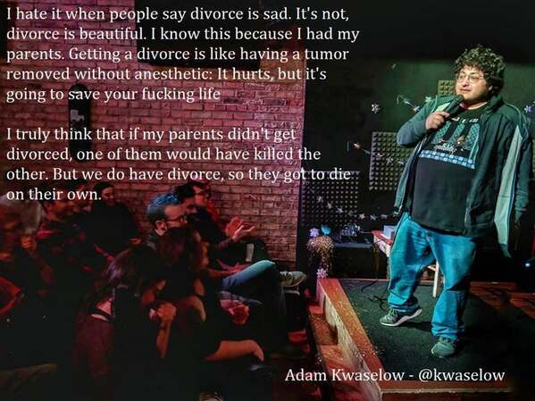 Funny standupshots, comedians telling jokes with text