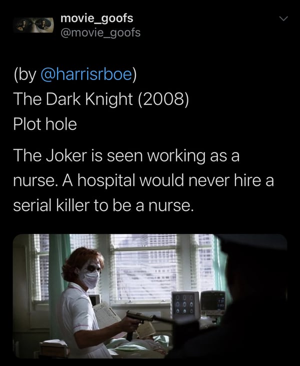 funny fake movie goofs, twitter account trolls film nerds