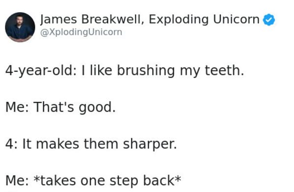 funny fails 2020, tweet about teeth getting sharper when you brush them