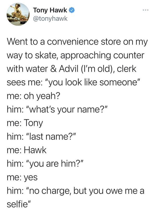 Tony Hawk's Twitter Shows He's Often Unrecognized, Mistaken for Others