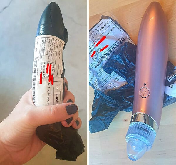 a package that looks like a sex toy might be wrapped inside, funny people having a worse day, well that sucks