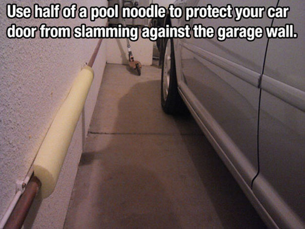 use pool noodle for garage life hacks, best life hacks 2021, life hacks everyday things, lifehacks you didn't know, best life hacks, best life hacks 2020