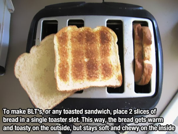 toast two pieces of bread at onc life hack