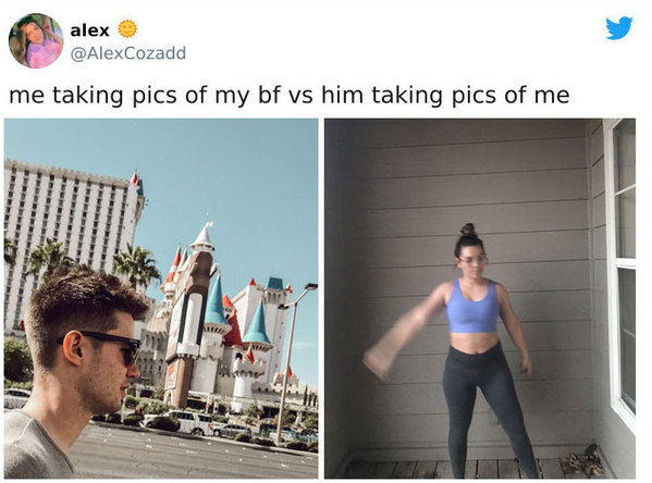 Boyfriends take pictures of girlfriends, twitter, tweets, Pics I take of my boyfriend vs pics he takes of me, funny bad photos taken by boyfriends