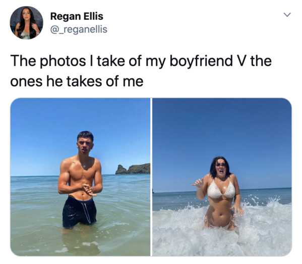 Boyfriends take pictures of girlfriends, twitter, tweets, Pics I take of my boyfriend vs pics he takes of me, funny bad photos taken by boyfriends