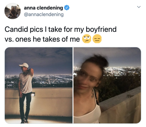 Boyfriends take pictures of girlfriends, twitter, tweets, Pics I take of my boyfriend vs pics he takes of me, funny bad photos taken by boyfriends