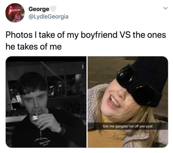 Boyfriends take pictures of girlfriends, twitter, tweets, Pics I take of my boyfriend vs pics he takes of me, funny bad photos taken by boyfriends