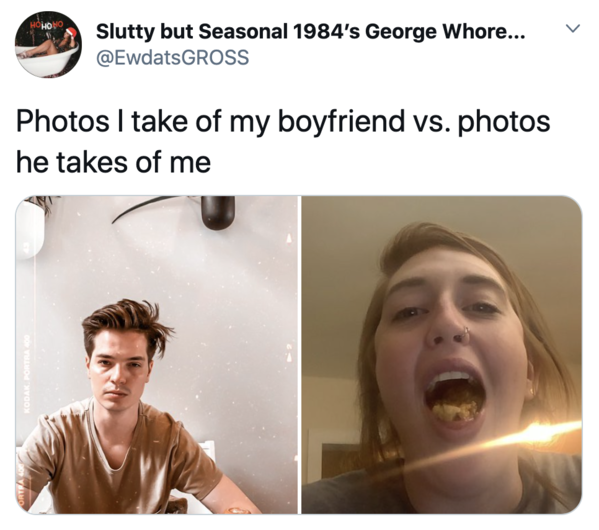 Boyfriends take pictures of girlfriends, twitter, tweets, Pics I take of my boyfriend vs pics he takes of me, funny bad photos taken by boyfriends