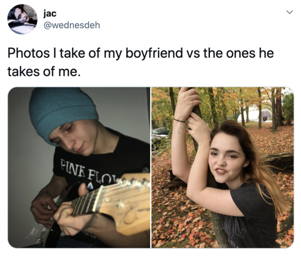 Boyfriends take pictures of girlfriends, twitter, tweets, Pics I take of my boyfriend vs pics he takes of me, funny bad photos taken by boyfriends