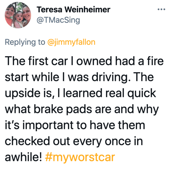 My worst car, Jimmy Fallon hashtag games, twitter challenges, best jimmy Fallon tweets, funny twitter answers to Jimmy Fallon, comedians share worst car stories