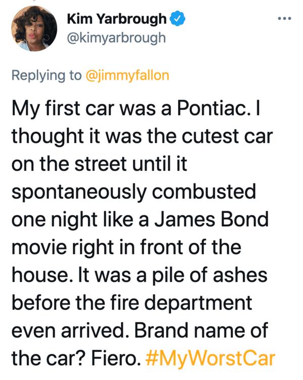 My worst car, Jimmy Fallon hashtag games, twitter challenges, best jimmy Fallon tweets, funny twitter answers to Jimmy Fallon, comedians share worst car stories