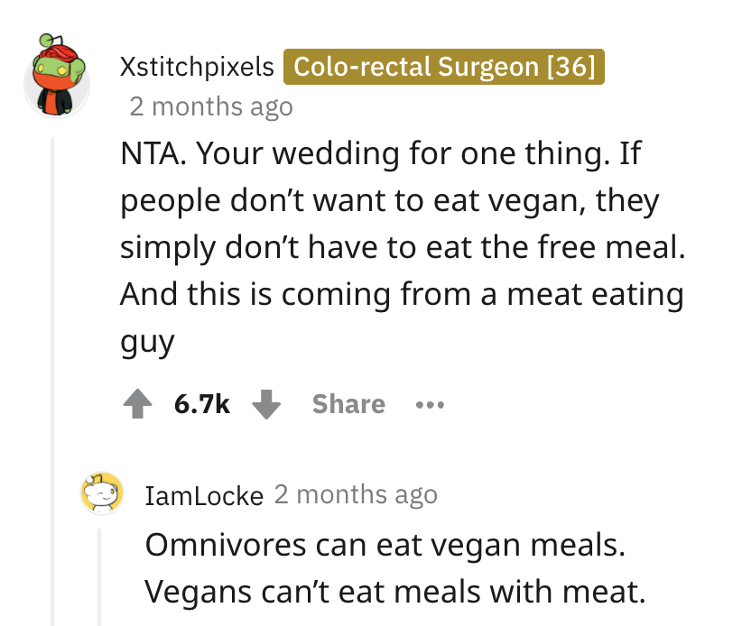 AITA Vegan wedding, picky eater uncle story, wedding horror stories, reddit am I the asshole post, funny wedding planning story, vegans, meat eaters, rude wedding guests, nta, not the asshole