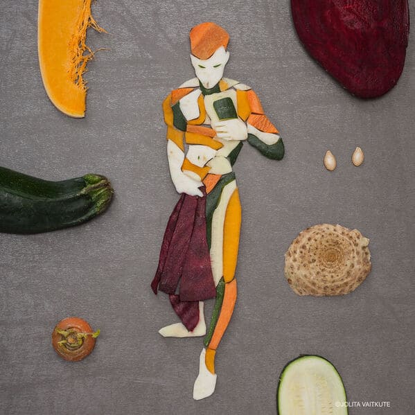 Food porn, body positivity, art, everyday objects, painting, sketches, cool art, jolita vaitkute, funny naked photos with vegetables and fruit, food made into art, artist makes food into sexy art