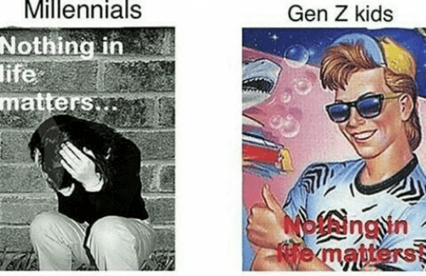 Millennials gen z memes, funny roasts of millennials, get z mean to millennials, generational war, funny memes about millennials, funny roast jokes