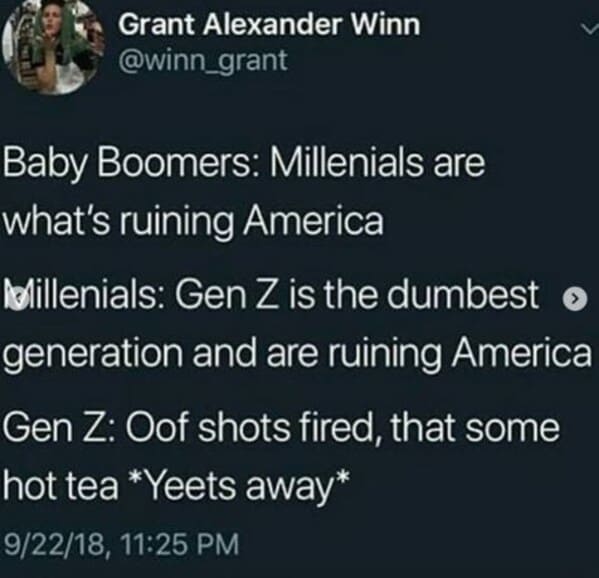 Millennials gen z memes, funny roasts of millennials, get z mean to millennials, generational war, funny memes about millennials, funny roast jokes