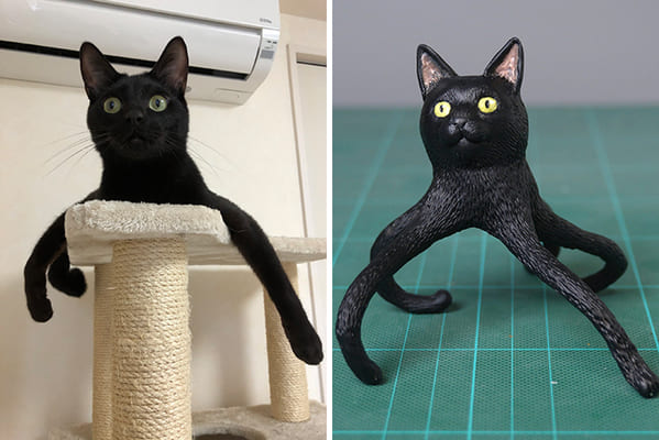 Funny Animal sculpture recreations, Japanese artists remakes cat photos as statues, hilarious animal pics, great gift ideas, remakes of animal pictures in ceramic form, twitter, meetissai