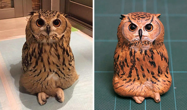 Funny Animal sculpture recreations, Japanese artists remakes cat photos as statues, hilarious animal pics, great gift ideas, remakes of animal pictures in ceramic form, twitter, meetissai