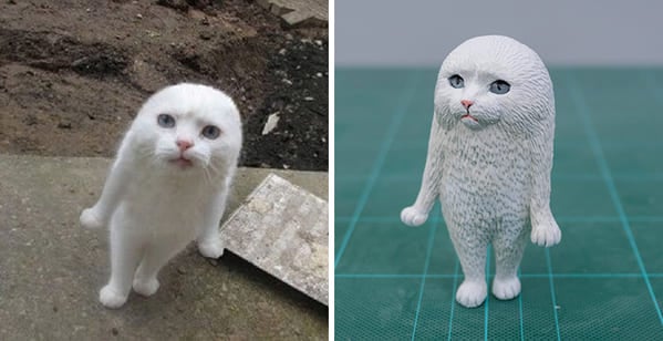 Funny Animal sculpture recreations, Japanese artists remakes cat photos as statues, hilarious animal pics, great gift ideas, remakes of animal pictures in ceramic form, twitter, meetissai