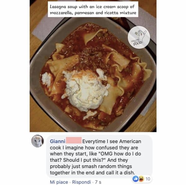 Italians getting mad at food, hilarious comments about bad cooking, Italian comments roasting food, bad Italian food, do not make pasta like that, mean people on the internet, funny pics of food