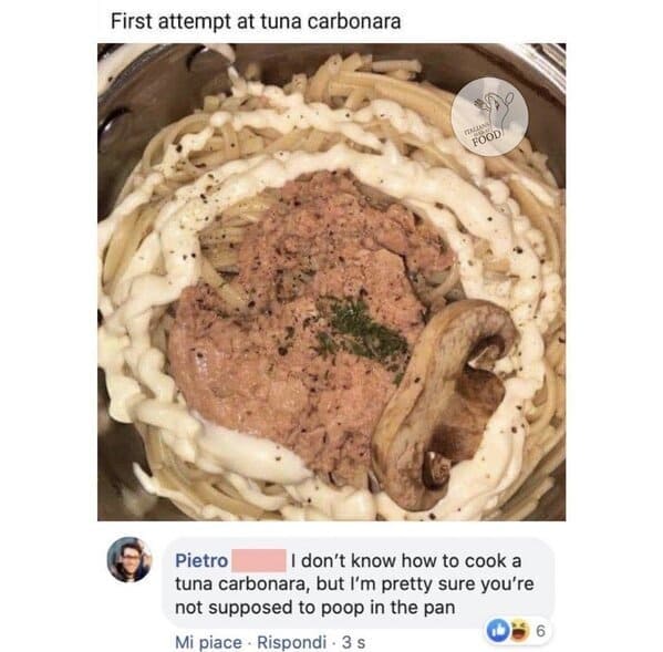 Italians getting mad at food, hilarious comments about bad cooking, Italian comments roasting food, bad Italian food, do not make pasta like that, mean people on the internet, funny pics of food