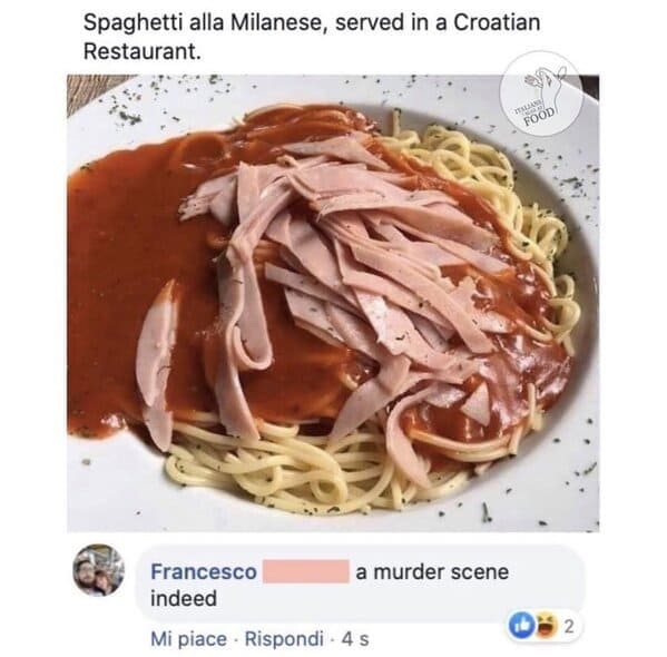 Italians getting mad at food, hilarious comments about bad cooking, Italian comments roasting food, bad Italian food, do not make pasta like that, mean people on the internet, funny pics of food