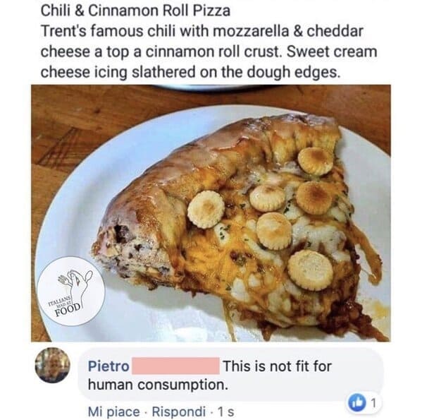 Italians getting mad at food, hilarious comments about bad cooking, Italian comments roasting food, bad Italian food, do not make pasta like that, mean people on the internet, funny pics of food