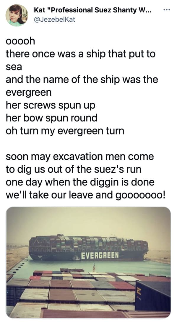 Funny Suez Canal memes, tweets about the stuck ship, boat stuck in the water, evergreen boat, shipping freight stuck in Egypt, funny hilarious pics of boat stuck