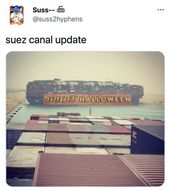 Funny Suez Canal memes, tweets about the stuck ship, boat stuck in the water, evergreen boat, shipping freight stuck in Egypt, funny hilarious pics of boat stuck