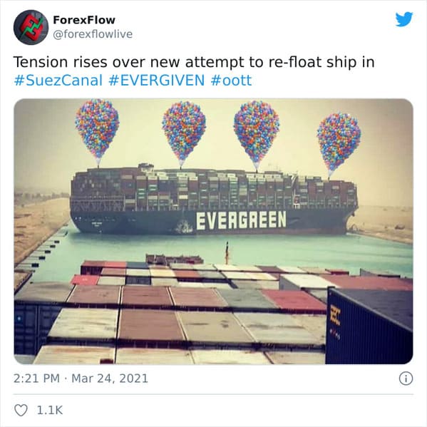 Funny Suez Canal memes, tweets about the stuck ship, boat stuck in the water, evergreen boat, shipping freight stuck in Egypt, funny hilarious pics of boat stuck