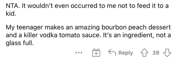 Am I the asshole, serving red wine, red wine sauce kid, red wine in pasta sauce alcohol content, child wine coworker story, AITA, reddit