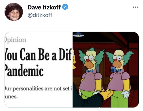 You can be a different person after the pandemic memes, funny tweets about changing personalities, split personality, funny jokes about NY Times Op ed, twitter game, challenge, NYT opinion section jokes, COVID