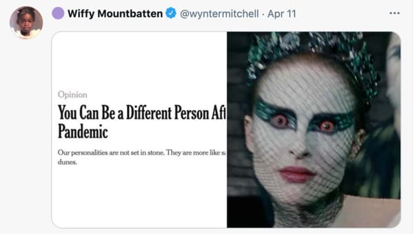 You can be a different person after the pandemic memes, funny tweets about changing personalities, split personality, funny jokes about NY Times Op ed, twitter game, challenge, NYT opinion section jokes, COVID