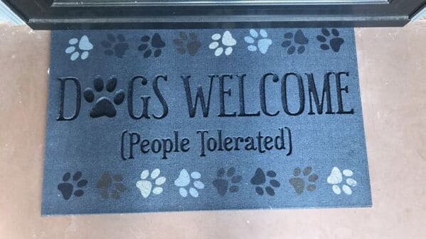 Funny doormats, funny pics from houseguests, r funny, reddit, jokes, dog jokes, weird signs, houseguests not feeling welcome, hilarious signs outside house, lol