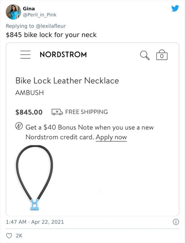 Ridiculous expensive items, Nordstroms, online shopping, pricey items for no reason, dumb rich people buying dumb stuff, things available to buy online that are too expensive to be real, tweets about Nordstrom, funny pics