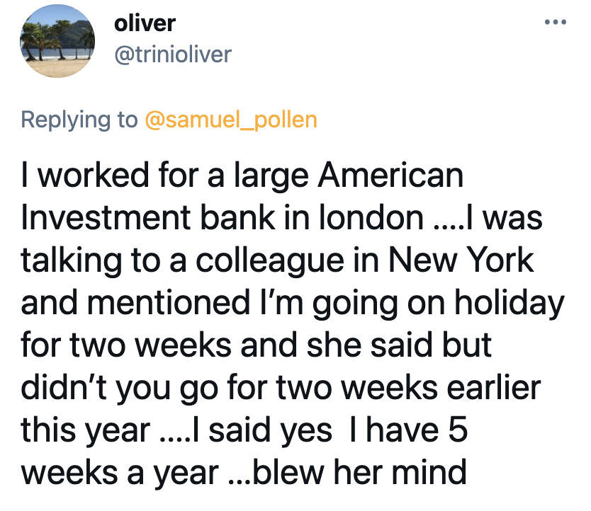 Americans discuss work ethic in other countries, America vacation time issues, European countries out of office message, funny viral tweet about work ethics, Americans are overworked and underpaid