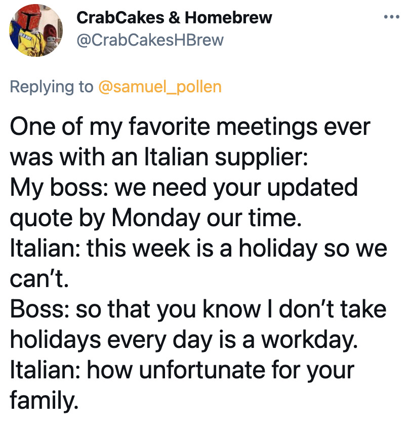Americans discuss work ethic in other countries, America vacation time issues, European countries out of office message, funny viral tweet about work ethics, Americans are overworked and underpaid