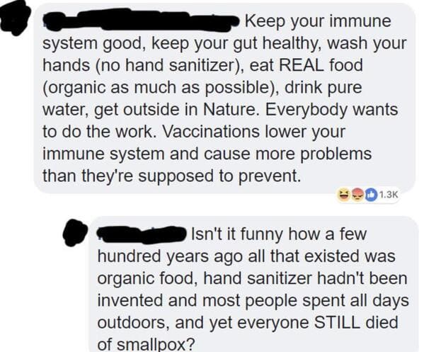 Anti-vaxxers destroyed by internet comments, funny vaccine comments, people who comment on anti vaxx moron posts, insane people on Facebook who won’t take the vaccine, funny takedowns of antivaxx people, reddit, funny pics